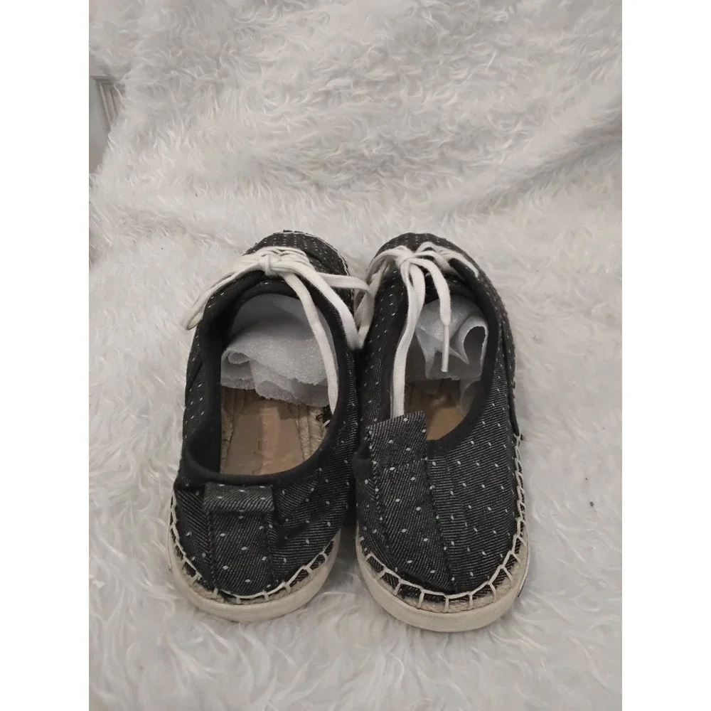 SeaVees Sorrento Sand Shoe Womens 9 Black Polka Dot Denim Espadrille Sneakers